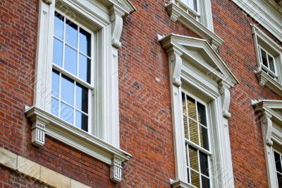 low angle shot of reflection on windows