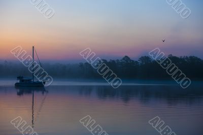 boat during sunset