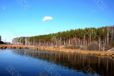 Blueness of sky and lake.