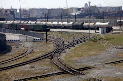 Freight trains in port