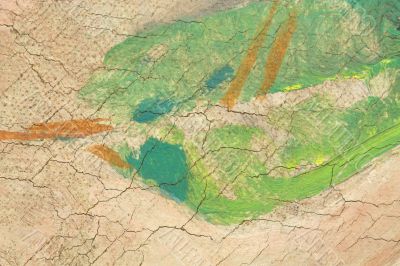 Layers of paint on the canvas