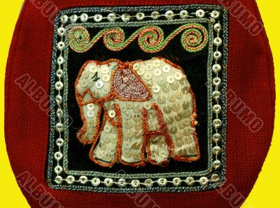 Applique depicting an elephant Applique depicting an elephant