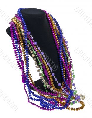 Mardi Gras Beads on a Neck Form