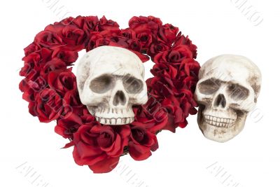 Skulls with Heart of Roses
