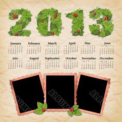 Vintage calendar 2013 with 