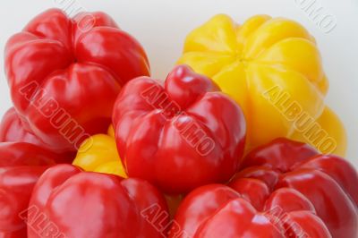 Red and yellow raw pepper