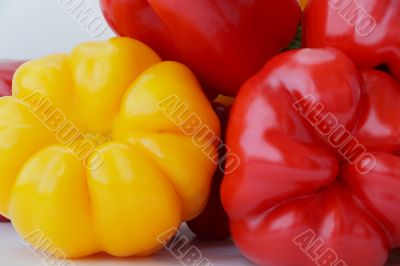 Red and yellow raw pepper