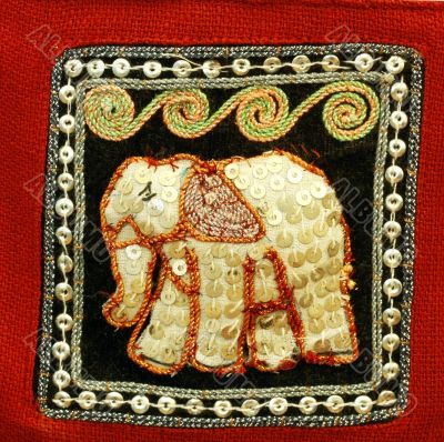 Applique depicting an elephant Applique depicting an elephant