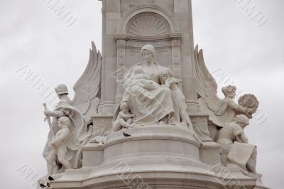Details in the Victoria Monument on Buckingham Palace roundabout, London, UK