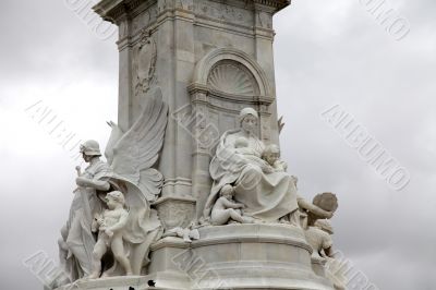 Details in the Victoria Monument on Buckingham Palace roundabout, London, UK