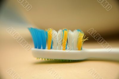 macro shot of a tooth brush