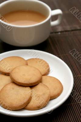 Cup of tea with biscuits