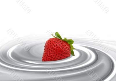 Strawberry in milk
