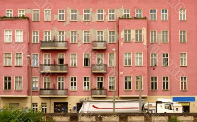 Crumbling house facade