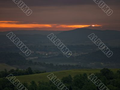 Red sky over Tuscany