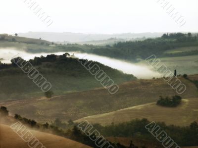 Banks of fog over Tuscany