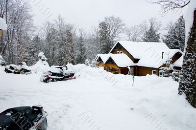 Snowmobiles at Cottage