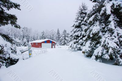 snowy garage