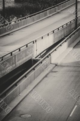 black and white image of roads