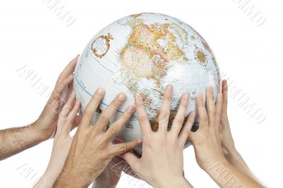 hands holding the globe