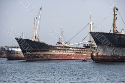 old rusty ships in capri italy