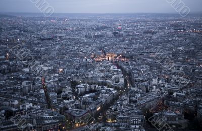 Paris shot from the Eiffel Tower pre dusk