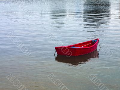 anchored rowboat
