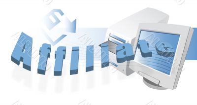 image of word affiliate with computer monitor