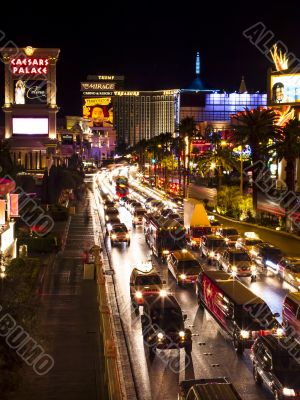 view of a city road at night