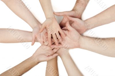 diverse group of hands together