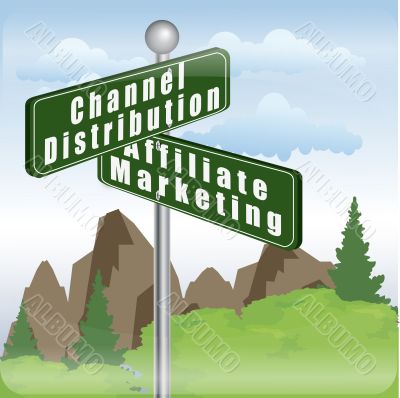 marketing sign of channel distribution and affiliate marketing