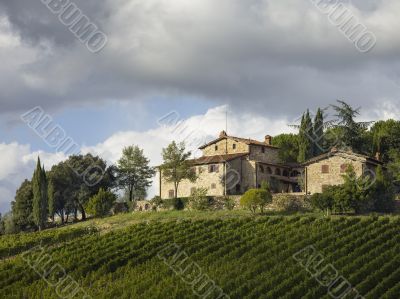 low angle shot of tuscan villa low angle shot of tuscan villa