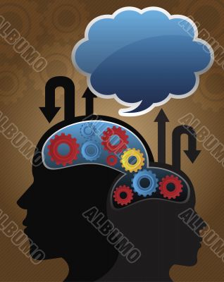 silhouette image of business people mind with cloud on the top