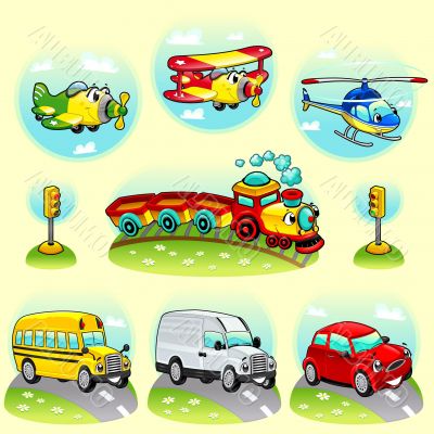 Funny vehicles with background.