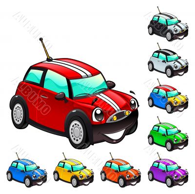Funny cars in different colors. Funny cars in different colors.