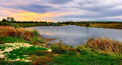 Autumn sunset on the lake