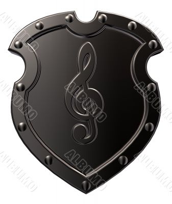 clef on metal shield