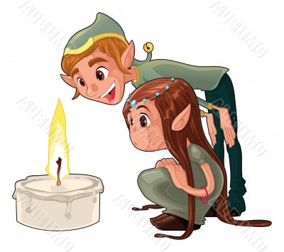 Young elf with a candle. Young elf with a candle.