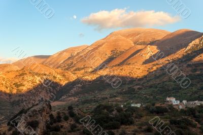 Village on the slope of the mountain