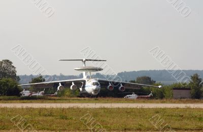 Russian military aircraft “A-50 ” parked at the airbase