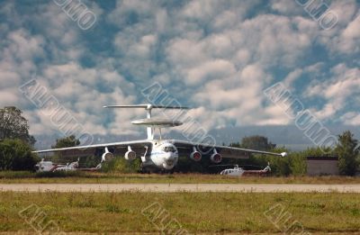 Russian military aircraft &acirc;&euro;&oelig;A-50 &acirc;&euro; parked at the airbase