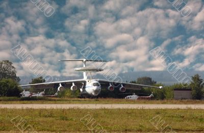 Russian military aircraft â€œA-50 â€ parked at the airbase