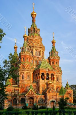 St. Peter and Paul`s cathedral in Peterhof, Russia