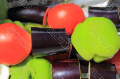 Red green and violet raw vegetable Red green and violet raw vegetable