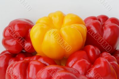 Red and yellow raw pepper