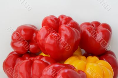 Red and yellow raw pepper