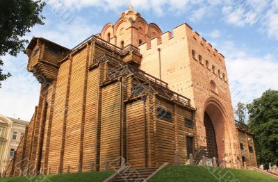 Golden Gate in Kiev with battle tower and Church of Annunciation