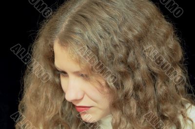 Young woman with long brown nature hair
