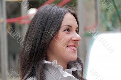 Young woman with long black nature hair