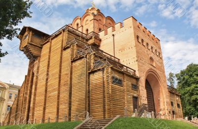 Golden Gate in Kiev with battle tower and Church of Annunciation